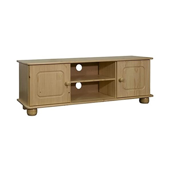 Meuble TV avec 2 Portes | Style Classique | Rangement matériel télé Audio Video Gaming | 115x29x40cm Marron