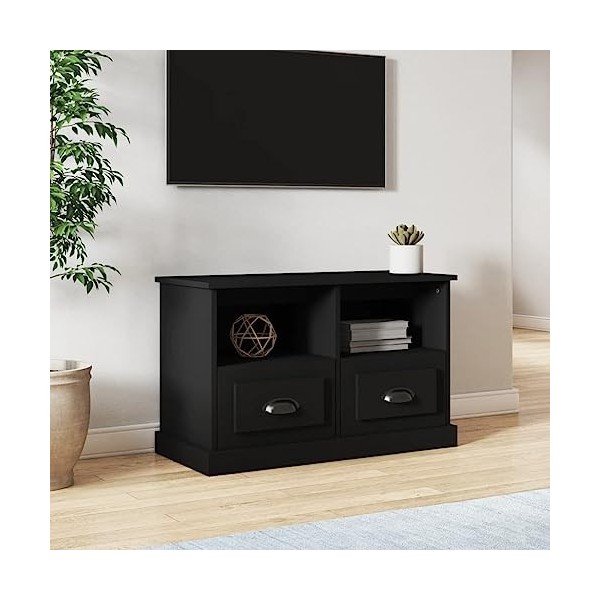 FIRBNUS Meuble TV Noir 80x35x50 cm Bois dingénierie Armoire TV Salon Construction Robuste Meuble HiFi Tendance Décoration In
