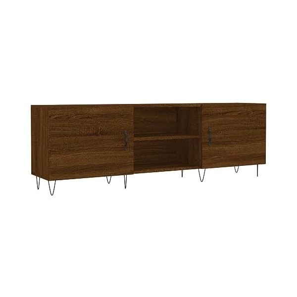 Annlera Meuble TV Chêne Marron 150x30x50 cm Bois dingénierie Style Calme Banc TV Maison Chambre à Coucher Rangement Spacieux