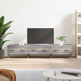 JUNZAI Meuble TV Sonoma Gris 150x36x30 cm Bois dingénierie,Meuble TV Étagère,Meuble dangle TV,Meuble Haut Salon