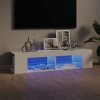 Maxspace TV Meuble, Meuble Tele, Meuble TV Chambre, Meuble TV IindustrielMeuble TV avec lumières LED Blanc Brillant 135x39x30