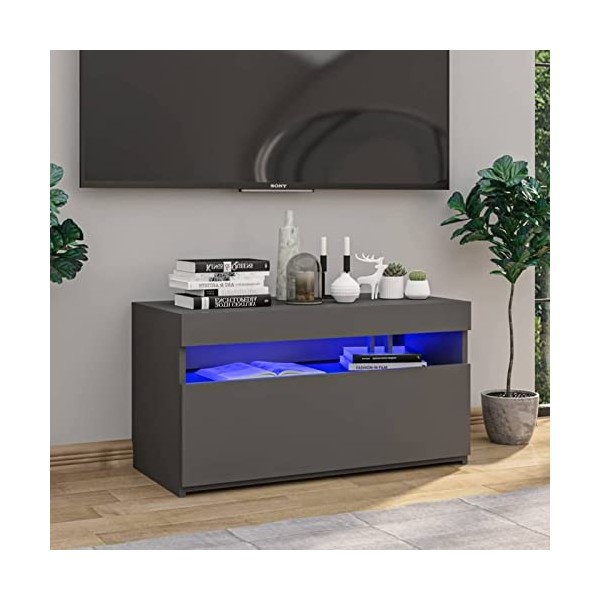 Norheim Meuble TV LED, Meuble TV,Meuble TV scandinaves,Meuble TV Moderne,Banc TV,Meuble TV avec lumières LED, Armoire Basse C