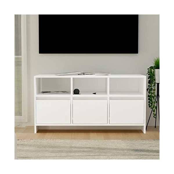 CANLAY Meuble TV Table Television Buffet Armoire Basse Centre de Divertissement Meuble de Salon Maison Intérieur Meuble TV Bl