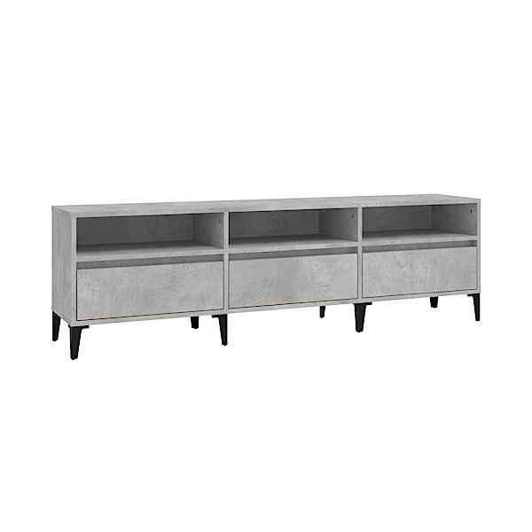 Meuble TV Gris béton 150x30x44,5 cm Bois dingénierie - Banc TV, Meuble TV Suspendu, Convient pour Salon ou Chambre