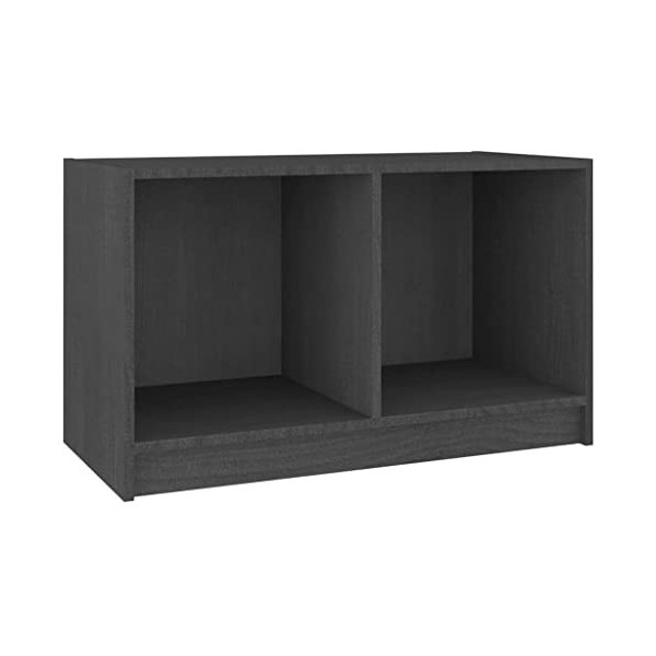 vidaXL Bois de Pin Massif Meuble TV Centre de Divertissement Armoire Basse Armoire Stéréo Salon Salle de Séjour Intérieur Gri