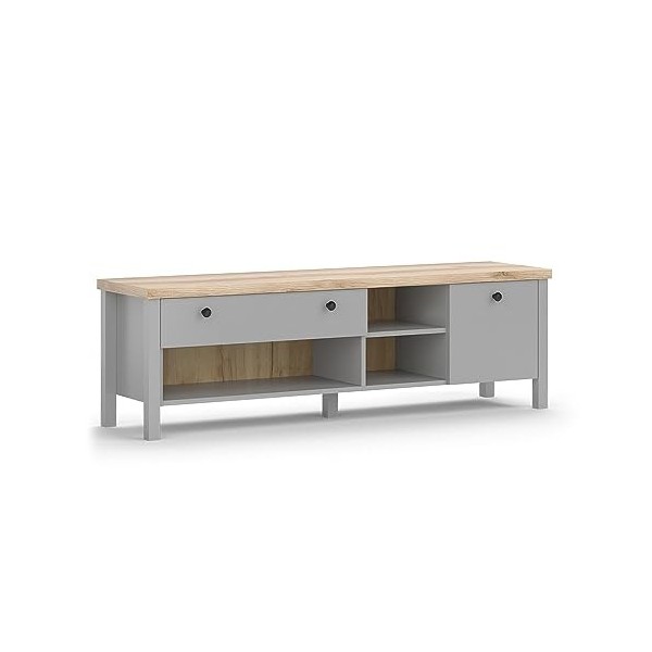 Vicco Meuble TV Melini, Gris/Chêne, 146.6 x 46.6 cm