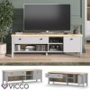 Vicco Meuble TV Melini, Gris/Chêne, 146.6 x 46.6 cm