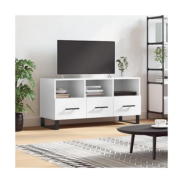 VEEKI Meuble TV, Meuble TV Suspendu, Meuble TV Industriel, Meuble TV Bois, Meuble Chambre, Convient pour Salon ou Chambre, Bl