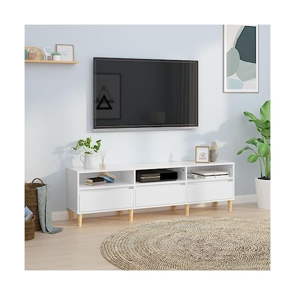 VEEKI Meuble TV, Meuble TV Suspendu, Meuble TV Industriel, Meuble TV Bois, Meuble Chambre, Convient pour Salon ou Chambre, Bl