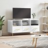 Hovothy Meuble TV Blanc Brillant 102x36x50 cm Bois dingénierie Buffet TV Espace de Vie Intérieur Style Calme Meuble de Salon