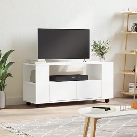 Camerina Meuble TV Blanc 102x34,5x43 cm Bois dingénierie,Table Television Salon,Meuble Télé Haut,Meuble TV Haut