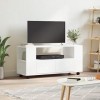 ZEYUAN Meuble TV Blanc 102x34,5x43 cm Bois dingénierie,Table Television Salon,Meuble Télé Haut,Meuble TV Haut