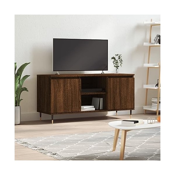 JUNZAI Meuble TV chêne Marron 104x35x50 cm Bois dingénierie,Meuble TV,Table TV,Ensemble Meuble TV