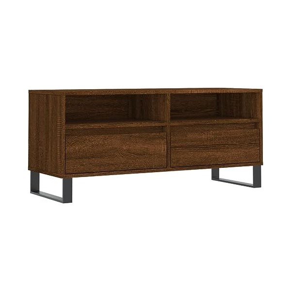 JUNZAI Meuble TV chêne Marron 100x34,5x44,5 cm Bois dingénierie,Meuble TV Longueur,Meuble Bas Salon,Meubles De Salon TV