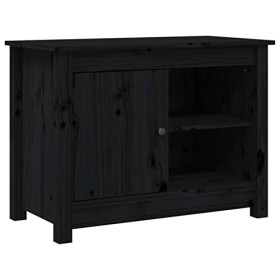 Camerina Meuble TV Noir 70x36,5x52 cm Bois de pin Massif,Meuble TV,Meuble TV Moderne,Meuble de Salon