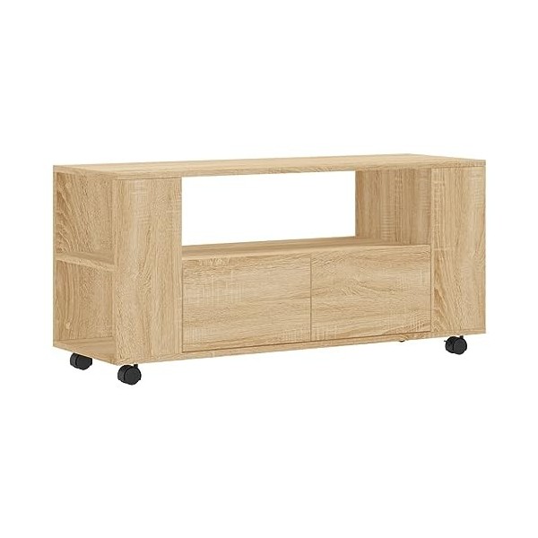 JUNZAI Meubles TV chêne Sonoma 102x34,5x43 cm Bois dingénierie,Table TV,Ensemble Meuble TV,Meuble TV