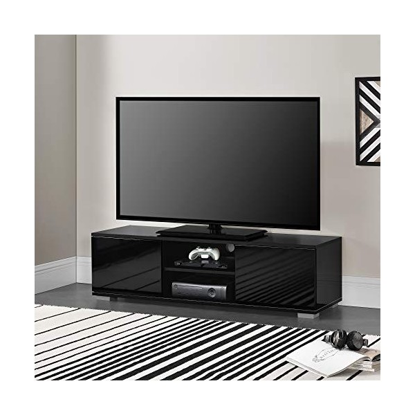 [en.casa] Meuble TV avec Compartiments et Portes Buffets Bas téléviseur Armoire Bas 34,5cm x 120cm x 40cm MDF Noir