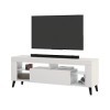 Selsey HugoB - Meuble TV - 140 cm, Blanc Mat/Blanc Brillant - Style Moderne