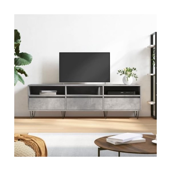 Tidyard Meuble TV Banc TV Meuble de Salon Gris béton 150x30x44,5 cm Bois dingénierie