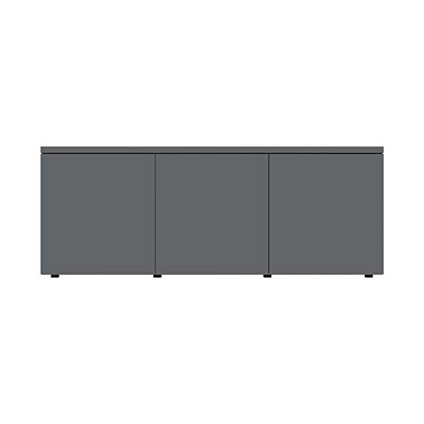 Qnotici Meuble TV avec 3 tiroirs coulissants, meuble de salon, meuble avec support multimédia, 80 x 34 x 30 cm, gris brillant
