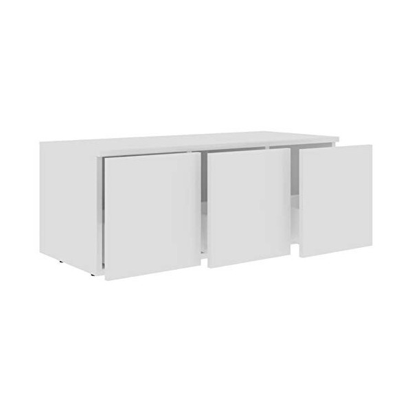 Qnotici Meuble TV avec 3 tiroirs coulissants, meuble de salon, meuble avec support multimédia, 80 x 34 x 30 cm, gris brillant
