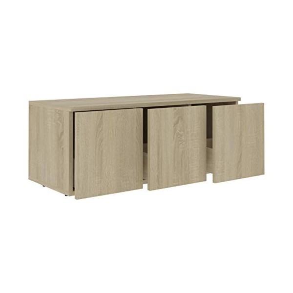 Qnotici Meuble TV avec 3 tiroirs coulissants, meuble de salon, meuble avec support multimédia, 80 x 34 x 30 cm, gris brillant