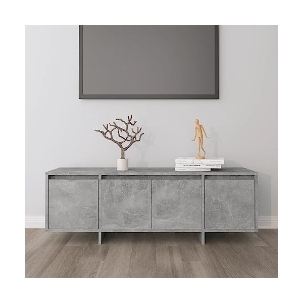 VEEKI Meuble TV, Meuble TV Suspendu, Meuble TV Blanc, Meuble TV Industriel, Meubles de Salon, Salon, Chambre, Cadre en Acier,