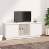 Meuble TV Blanc 110,5x35x44 cm Bois de pin Massif - Banc TV, Meuble TV Suspendu, Convient pour Salon ou Chambre