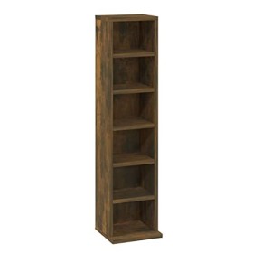 CANLAY Armoire à CD Bibliothèque Etagère de Rangement Etagère à DVD Livres Bureau Armoire à CD Chêne fumé 21x20x88 cm Bois d