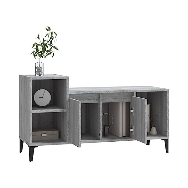 Hovothy Meuble TV Sonoma Gris 100x35x55 cm Bois dingénierie Armoire Télévision Décoration Salon Intérieure Dessus Robuste Vi