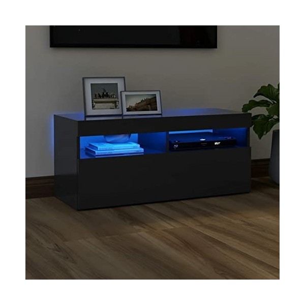 Norheim Meuble TV LED, TV,Meuble scandinaves,Meuble Moderne,Banc avec lumières Armoire Basse Centre de Divertissement,Meuble 