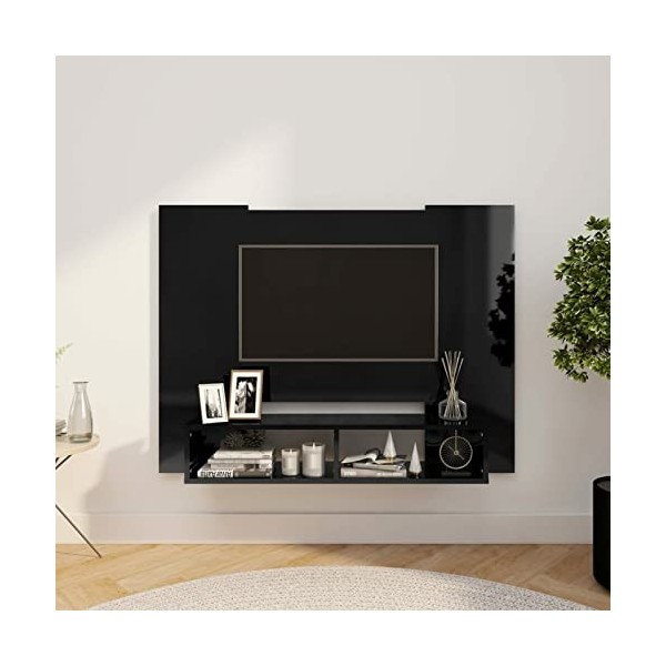 MOONAIRY Meuble TV Support de télévision Console de Rangement Meuble TV Salon Moderne Table Télévision Meuble TV Mural Noir B