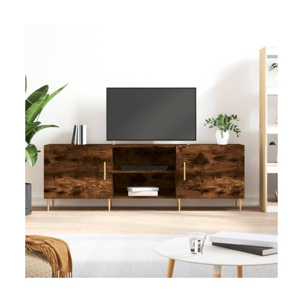 Camerina Meuble TV chêne fumé 150x30x50 cm Bois dingénierie,Meuble Haut Salon,Meuble TV Étagère,Meuble dangle TV