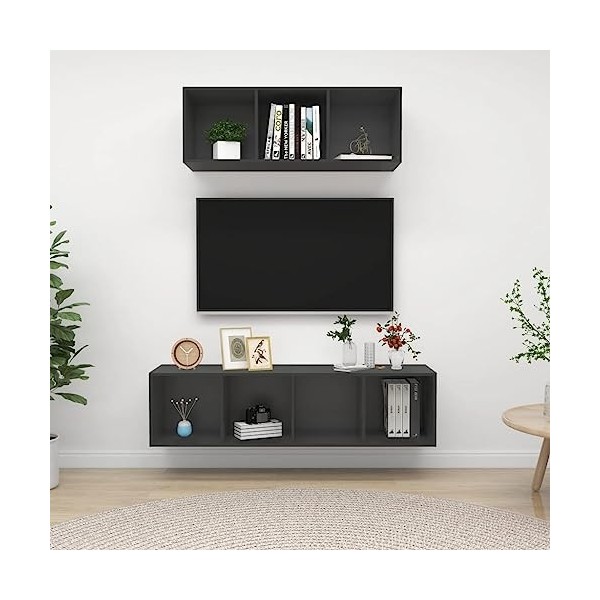 Générique Ensemble de Meuble TV 2 pcs Gris Aggloméré,42.5 KG,3079792, Meubles, Meubles TV