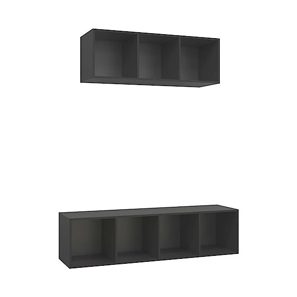 Générique Ensemble de Meuble TV 2 pcs Gris Aggloméré,42.5 KG,3079792, Meubles, Meubles TV