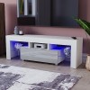 Vida Designs Luna TV LED 1 tiroir Moderne Brillant Mat MDF Salon multimédia Meuble RGB Blanc et Gris Clair, Bois dingénierie