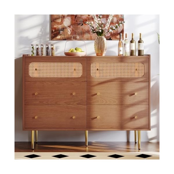 Yiiannda Meuble TV 4 portes avec 2 compartiments ouverts, support TV, centre de divertissement pour salon, pour TV jusquà 65