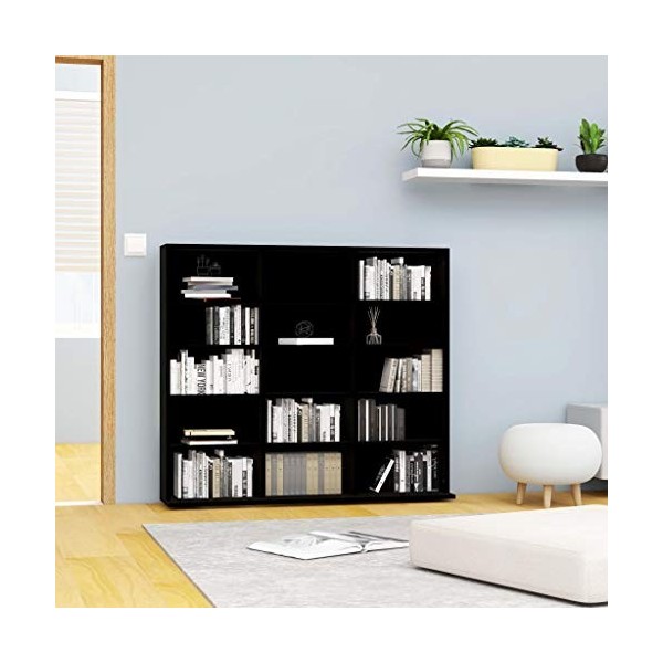 Toshilian Étagère Rangement CD/DVD, Armoire à CD Meuble de Rangement CD Armoire à CD Noir 102x23x89,5 cm Aggloméré