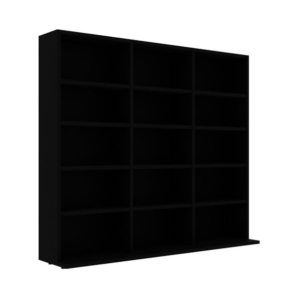 Toshilian Étagère Rangement CD/DVD, Armoire à CD Meuble de Rangement CD Armoire à CD Noir 102x23x89,5 cm Aggloméré