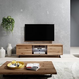 Selsey Luna - Meuble TV/Banc TV chêne wotan, 140 cm, éclairage LED 