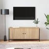 Higsose Meuble TV avec Portes Chêne Sonoma 102x35x45 cm Bois dingénierie Meuble de Multimédia avec Pieds en Métal Meuble de 