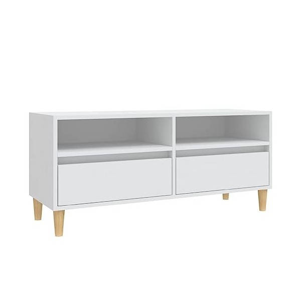 Keyur Meuble TV, Banc TV Buffet Bas Support de Télévision Meuble Télé Meuble TV Blanc 100x34,5x44,5 cm Bois dingénierie