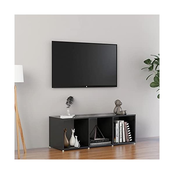 Keyur Meuble TV, Banc TV Buffet Bas Support de Télévision Meuble Télé Meuble TV Gris Brillant 107x35x37 cm Aggloméré