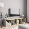 homiuse Meuble TV Chêne Sonoma 143x30x36 cm Aggloméré Bibliothèque Style Classique Support de TV Table TV Meuble Salon Armoir