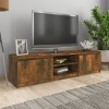 Annlera Meuble TV Chêne Fumé 140x40x35,5 cm Bois dingénierie Classique Banc TV Décorer Pièce Minimaliste Armoire TV Fonction