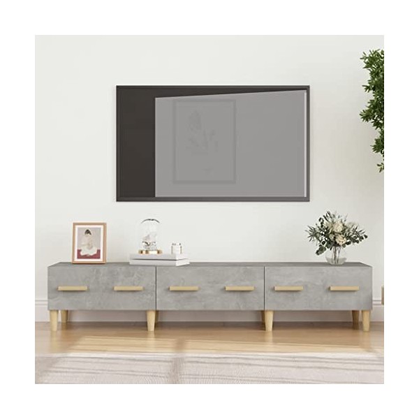 FIRBNUS Meuble TV Gris Béton 150x34,5x30 cm Bois dingénierie Armoire Stéréo Espace de Divertissement Dessus Robuste Armoire 