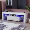 Vida Designs Luna Meuble TV LED 1 tiroir Moderne Brillant Mat MDF Meuble multimédia Meuble RVB Blanc Clair 45 x 130 x 35 cm