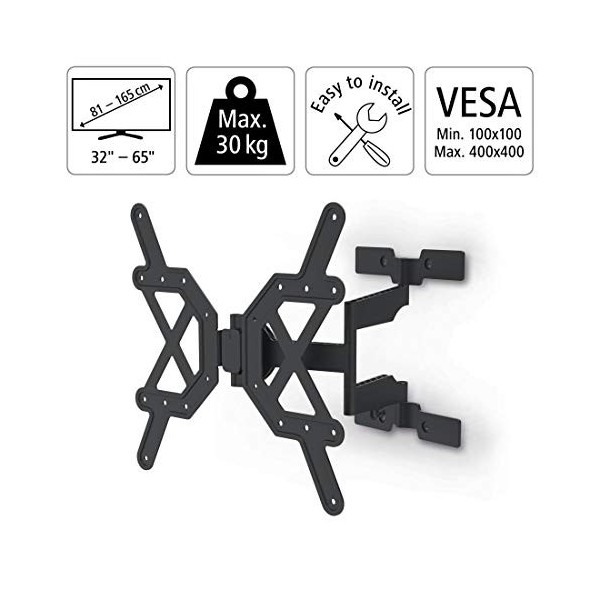 Hama Support mural TV FULLMOTION "Ultraslim" Support ultraplat pivotant et inclinable pour écran de 81 à 165cm 32" à 65" , 