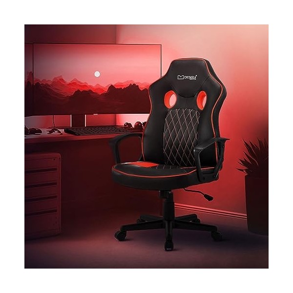 ML-Design Chaise de Gaming avec Fonction Bascule, Noir-Bleu, Similicuir, Chaise de Bureau Ergonomique avec Accoudoirs, Pivota