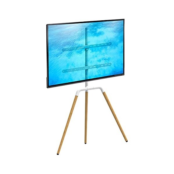 Ergosolid Tritonix - Trépied chevalet Support TV Sol, TV Pied pour 32’’-65’’ réglable, Adaptateur VESA Tritonix,White 